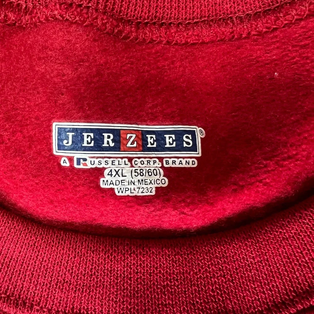 Red Crewneck Sweatshirt Vintage Jerzees 4XL Oversized Russell Corp 90s Sweater